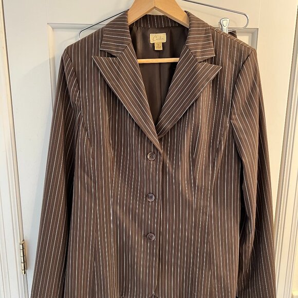 Caslon Brown Pinstripe Pant Suit – Jacket 14 / Pants 16 - Picture 3 of 16